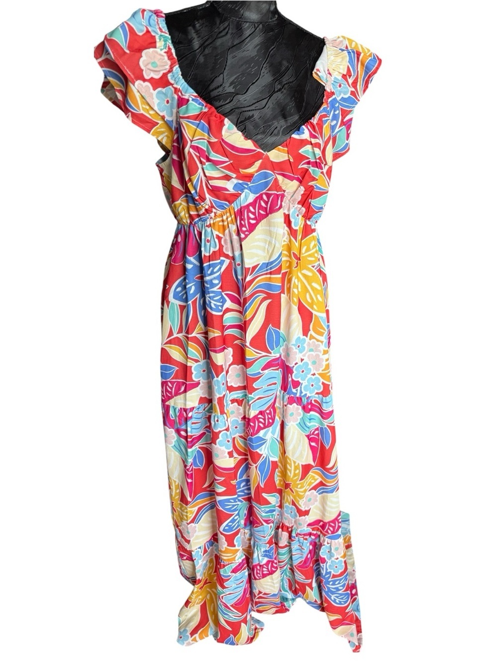 ODDI Tropical Floral Maxi Dress Large NWT